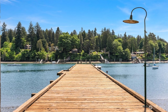 dock area featuring a water view