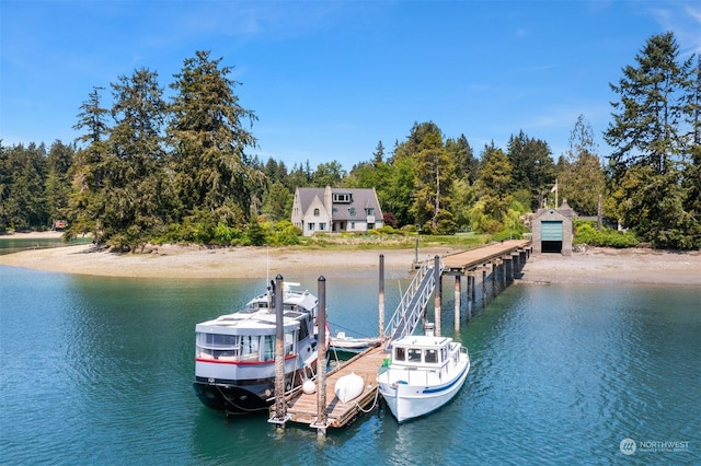 view of dock featuring a water view