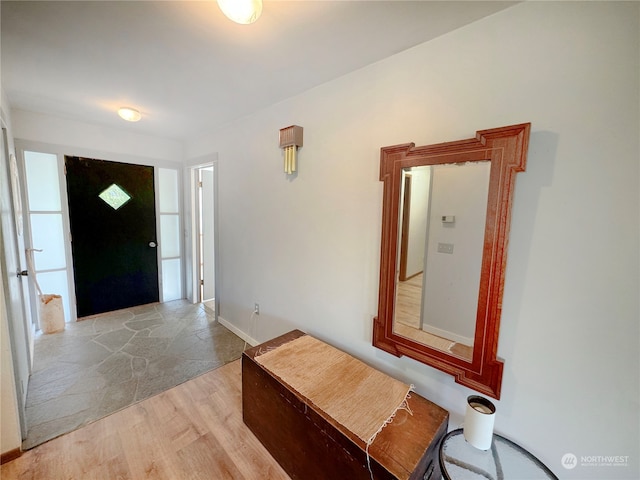 foyer entrance featuring wood-type flooring