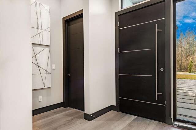 entrance foyer featuring baseboards and light wood-style flooring