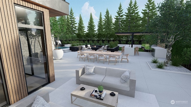 view of patio with an outdoor living space