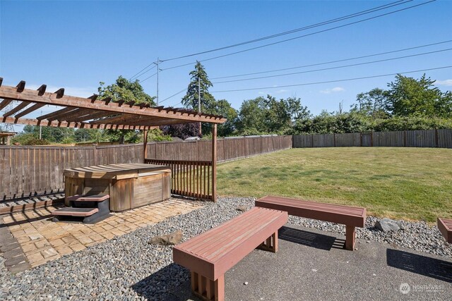 1735 SW 346th Pl, Federal Way, WA 98023 - view of patio / terrace with a hot tub and a pergola