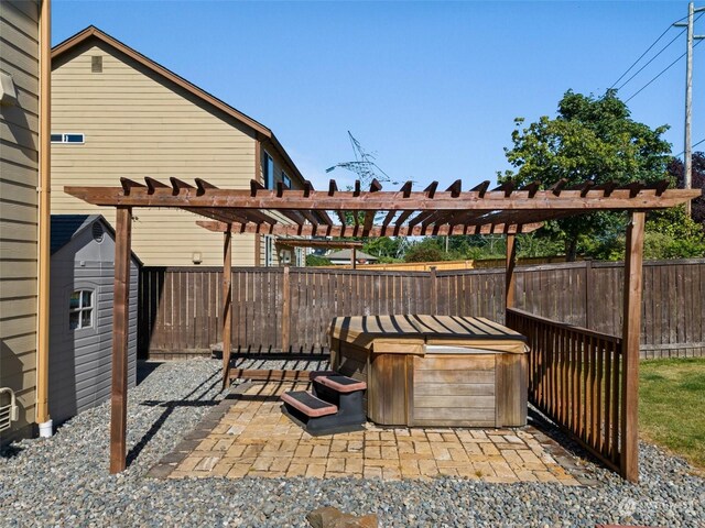 1735 SW 346th Pl, Federal Way, WA 98023 - view of patio / terrace featuring a hot tub and a pergola