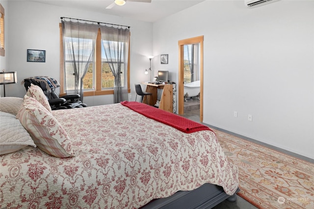 bedroom featuring ceiling fan