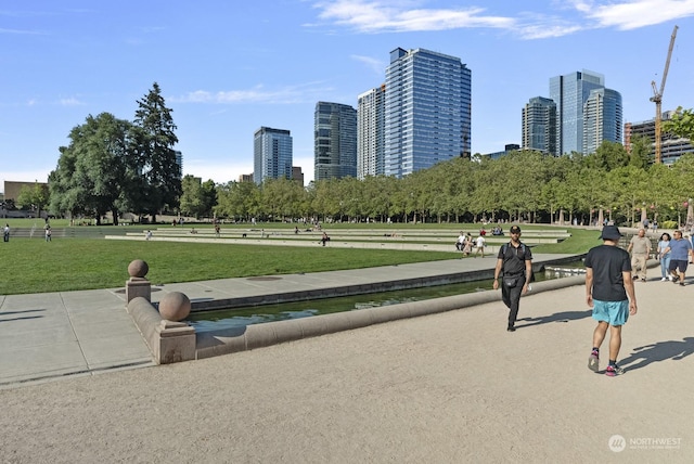 view of property's community featuring a yard