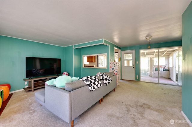 living room featuring carpet floors