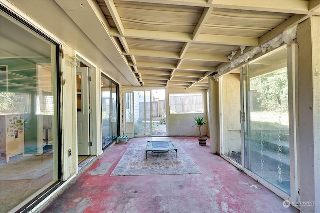 view of unfurnished sunroom