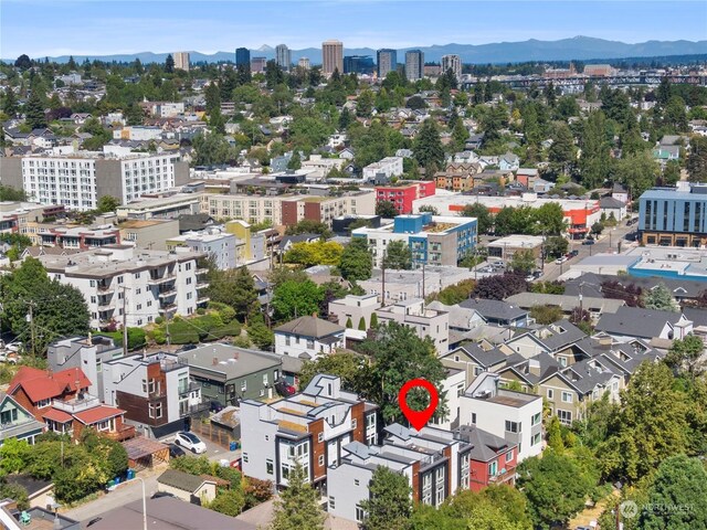 aerial view with a mountain view