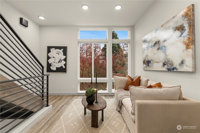 living room featuring light hardwood / wood-style floors