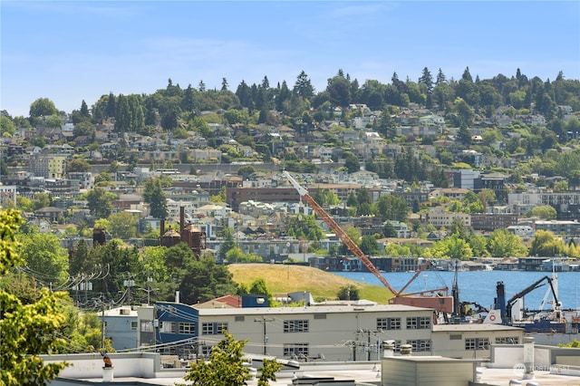 bird's eye view featuring a water view