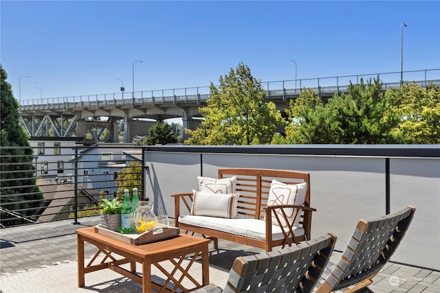 balcony featuring an outdoor living space