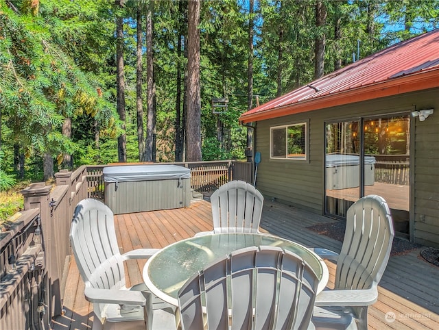 252 Snyder Rd, Packwood, WA 98361 - wooden deck featuring a hot tub