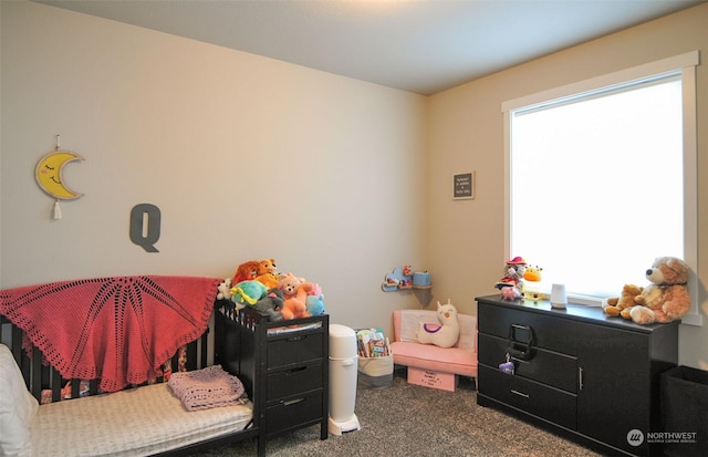 bedroom with multiple windows and carpet flooring