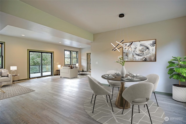 dining area featuring light hardwood / wood-style floors