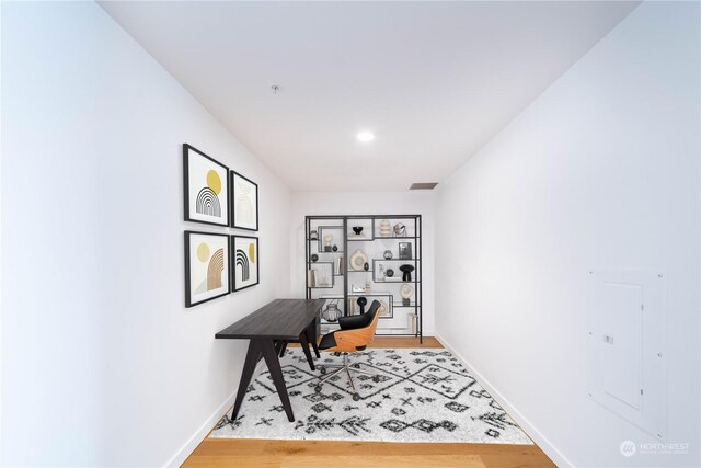 office area featuring light wood-type flooring