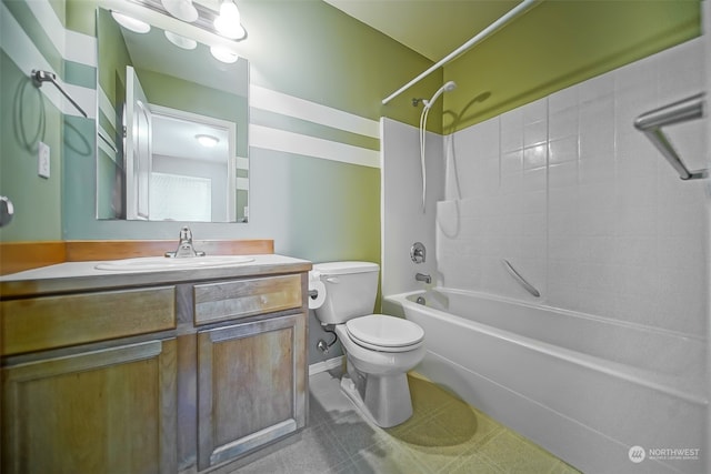 full bathroom featuring vanity, toilet, and shower / bathtub combination