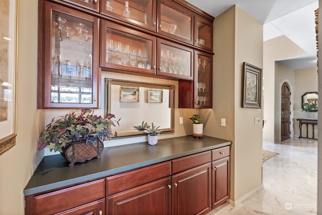 kitchen with light tile patterned floors