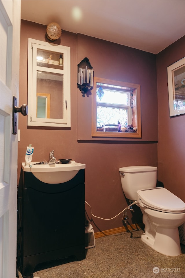 bathroom with toilet and vanity