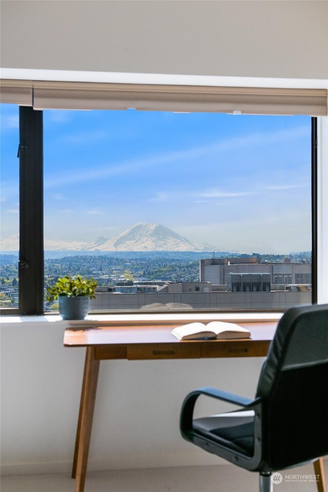 office area featuring a mountain view