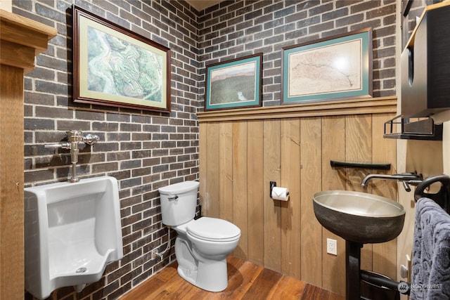 bathroom with wood-type flooring, sink, and toilet