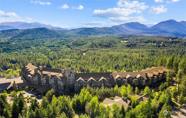 drone / aerial view with a mountain view