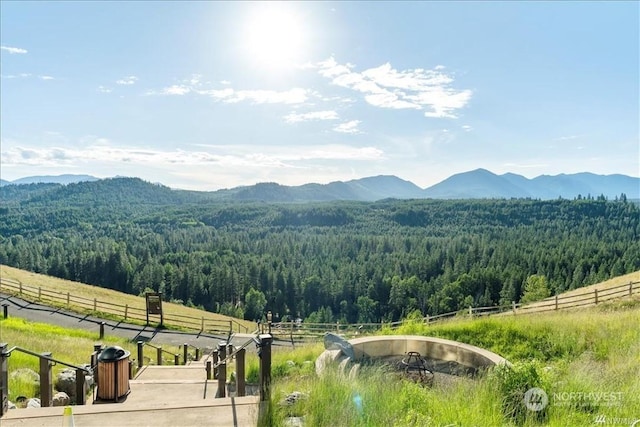 view of mountain feature featuring a rural view