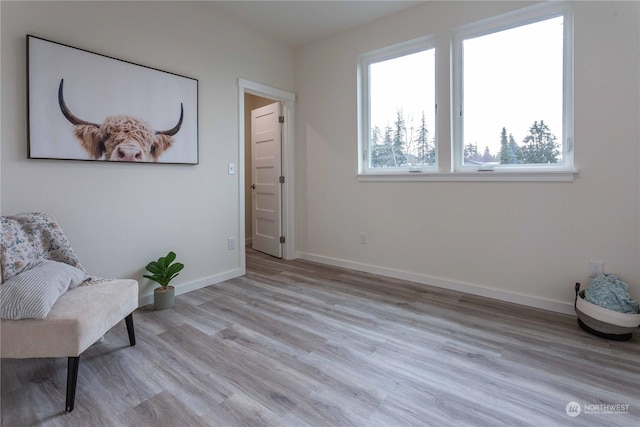 sitting room featuring light hardwood / wood-style floors