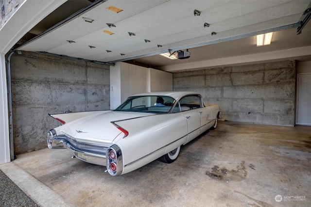 garage with a garage door opener