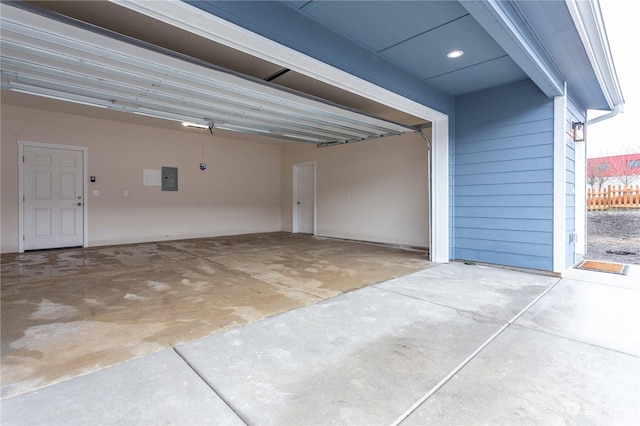 garage featuring electric panel