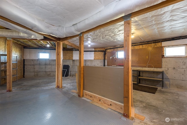 basement with plenty of natural light