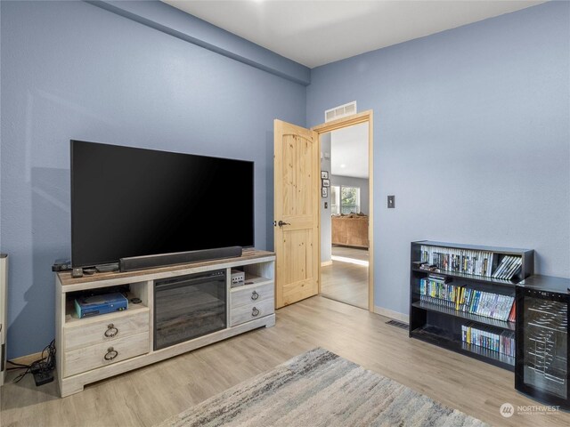 living room featuring light hardwood / wood-style floors