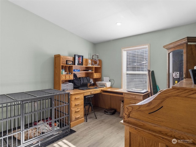 office with light hardwood / wood-style floors