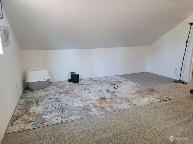 bonus room featuring vaulted ceiling and carpet flooring