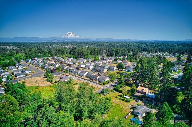 drone / aerial view with a mountain view