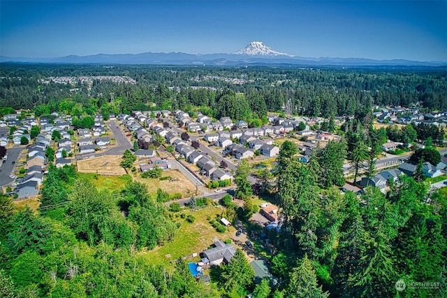 drone / aerial view with a mountain view