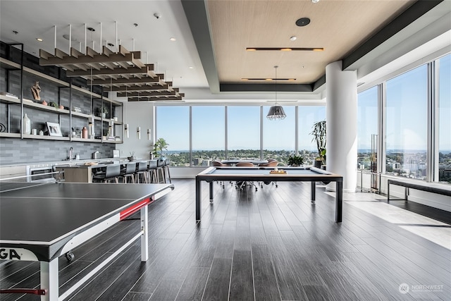 recreation room featuring wood-type flooring