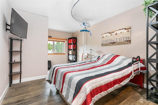 bedroom featuring dark hardwood / wood-style flooring