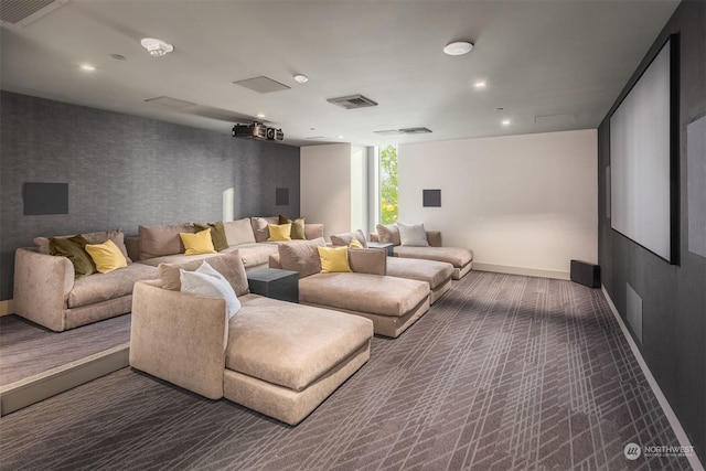 view of carpeted home theater