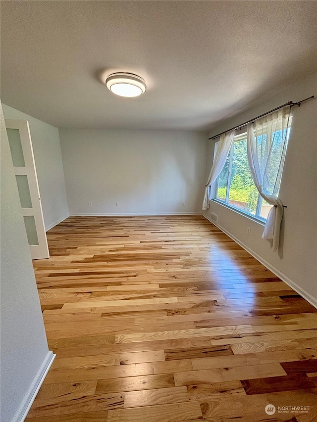 spare room featuring light wood-type flooring