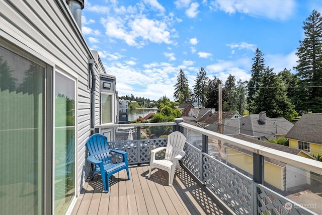 deck with a water view