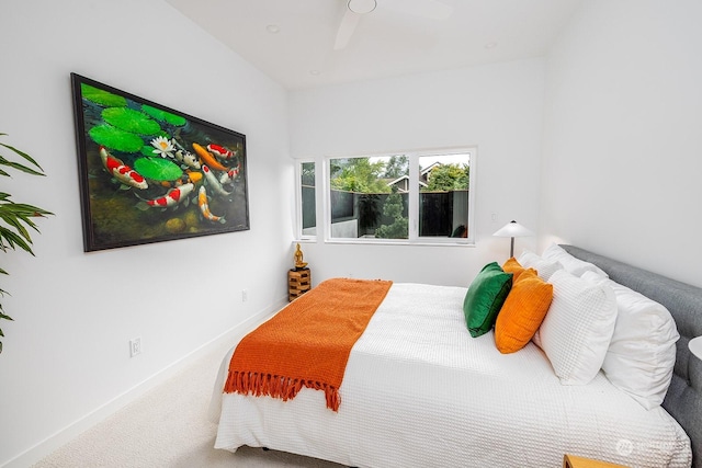 bedroom with carpet floors and ceiling fan