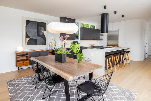 dining room with light hardwood / wood-style floors