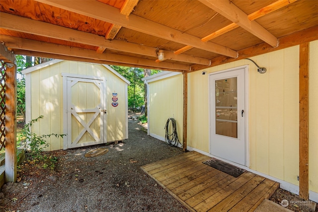 view of shed