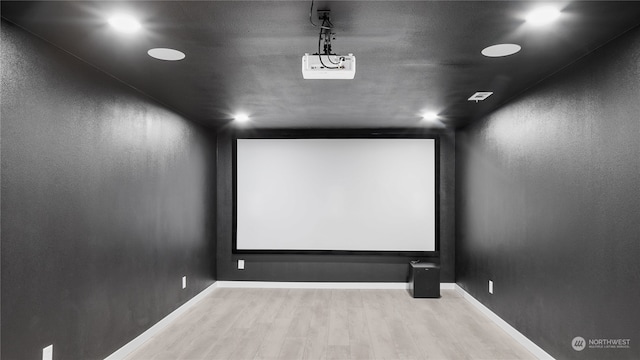 cinema featuring wood-type flooring