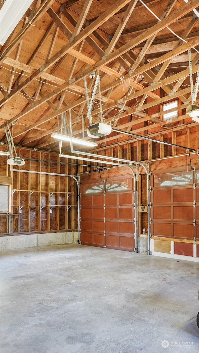 garage with a garage door opener