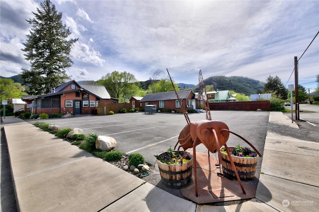 exterior space featuring a mountain view