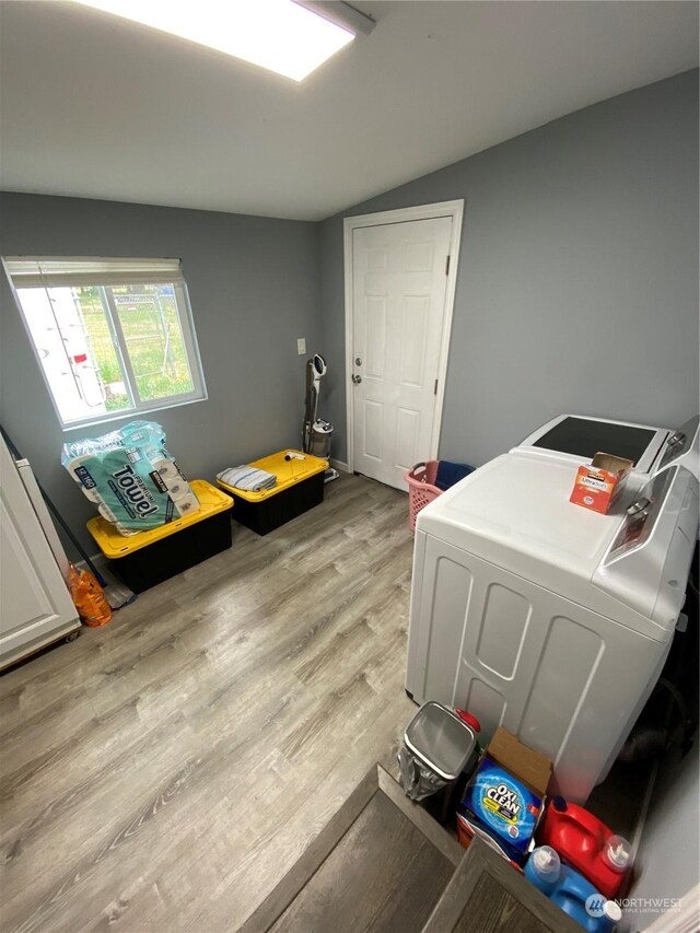 interior space featuring light hardwood / wood-style flooring and washer and clothes dryer