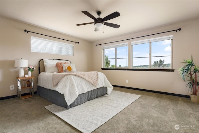 bedroom featuring carpet and ceiling fan