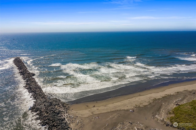 view of water feature featuring a view of the beach