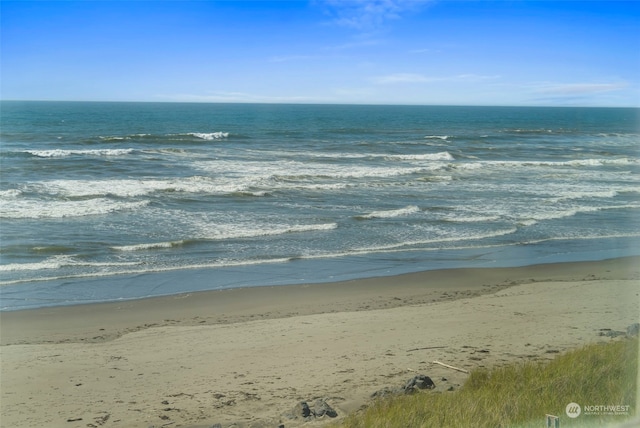 view of water feature featuring a beach view